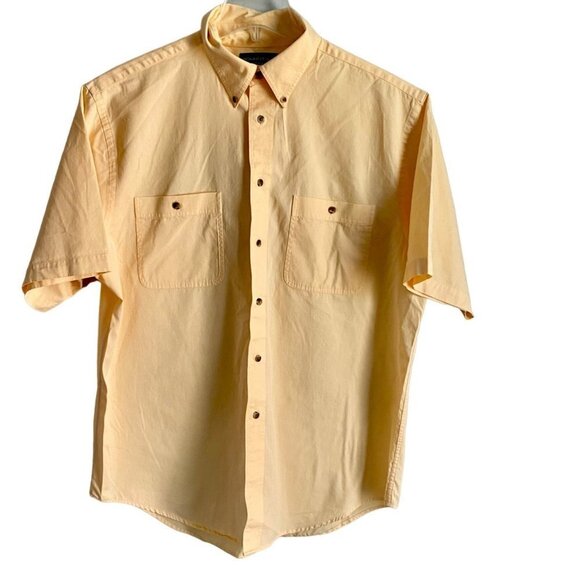 Roundtree & Yorke Short Sleeve Button Down Shirt Yellow Men's Large - Picture 2 of 8